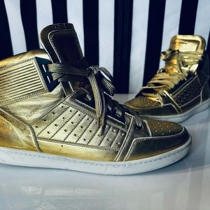 Saint Laurent Paris Gold Hi-top Sneakers - 44